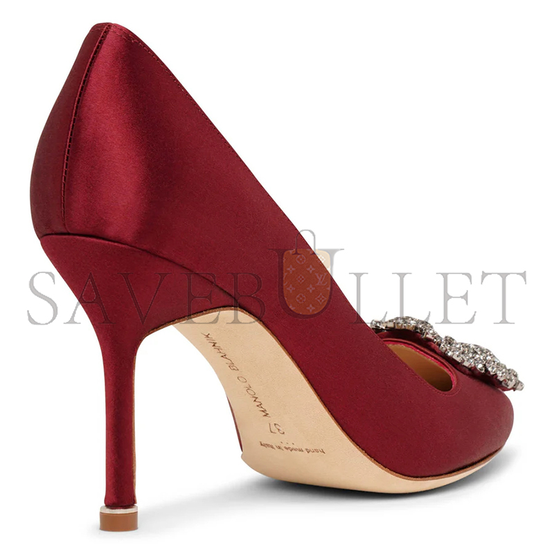 man010 B1ahn*k hangisi 90 dark red satin pumps 9xx-0663-0039